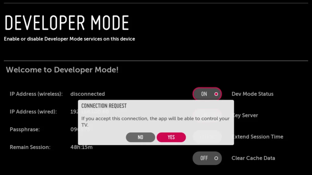 Accessing the LG webOS Designer Menu