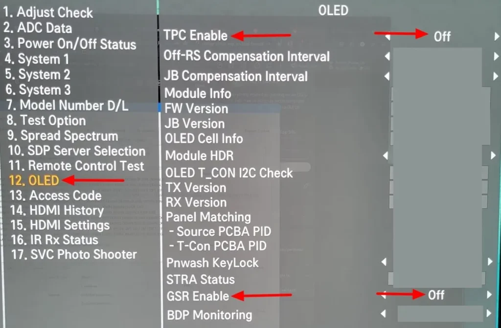 Hidden Menu and Advanced Setups